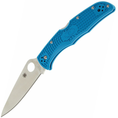 Spyderco STE-C10FPK390 Coltello da caccia pieghevole Endura 4 con lama liscia in acciaio K390 Microclean satinato da 9,7 cm e manico in FRN blu. Clip da tasca in acciaio inox