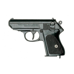 Nachbildung einer in Deutschland hergestellten halbautomatischen Pistole, die durch die fiktive Figur James Bond im Jahr 1929 des Zweiten Weltkriegs berühmt wurde, aus Metall und schwarzem Kunststoff, mit einem blinden, nicht schießenden Lauf, zur Dekorat