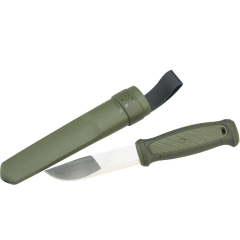 Morakniv STE-12872 Messer de Kansbol Jagd de bushcraft, gerade Klinge de Stahl Sandvik 12C27 de 10,9 cm, Griff Gummi-TPE de Farbe grün und Scheide de Polymer grün (In Blisterverpackung)
