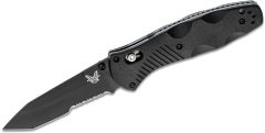 Benchmade STE-583SBK Cuchillo plegable Barrage con Hoja dentada Tanto AXIS Assist de Acero inoxidable 154CM (58-61 HRC) de 21.46 cm y Mango  Valox® negro con forros de acero inoxidable