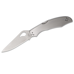 Spyderco STE-BY03P2 Messer de Survival Cara Cara 2 mit Klinge Drop point glatt de Stahl 8Cr13MoV de 9,5 cm de lang, mit Griff de Edelstahl. Inklusive beidhändigem Clip