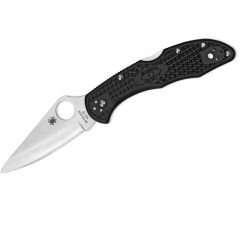 Couteau de poche Spyderco STE-C11PGYW Delica 4 Emerson avec lame lisse en acier inoxydable VG-10 de 7,4 cm et manche Volcano Grip gris anthracite. Clip pour ambidextre