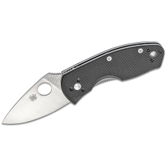 Spyderco STE-C148GP Ambitious Hunting Knife 5,7 cm lange glatte Klinge aus 8Cr13MoV-Stahl und schwarzer G-10 Griff. Inklusive mehrfach verstellbarem Taschenclip