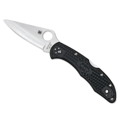 Couteau Spyderco STE-C11PBK Delica 4 Tactical avec lame lisse de 7,5 cm en acier inoxydable VG-10 satiné et manche FRN noir. Clip pour ambidextre