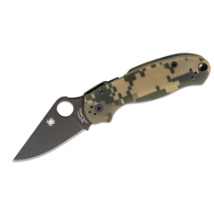 Spyderco STE- C223GPCMOBK Tactical Knife For 3 Lame lisse en acier CPM S30V de 7,6 cm de long, finition DLC noire et manche en G-10 couleur camouflage. Comprend un clip ambidextre