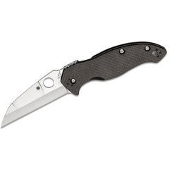 Spyderco STE-C248CFP Klappmesser Canis Klappmesser Wharncliffe Klinge Wharncliffe glatt de Stahl CPM S30V de 8,5 cm de lang de satinierte Oberfläche und Griff de Fiber de Carbon G-10 schwarze Farbe . Inklusive Clip de Multiposition Tasche
