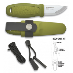 Morakniv STE-12633 Messer de Eldris Jagd, Klinge de Edelstahl Sandvik 12C27 de 5,9 cm und Griff de injiziert Polymer de grüne Farbe. Inklusive Feuerstein, Paracord und Sicherheitsschloss.
