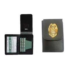 Cartera porta documentos con placa de investigador privadp de piel autentica en color negro Vega Holster 1WD81