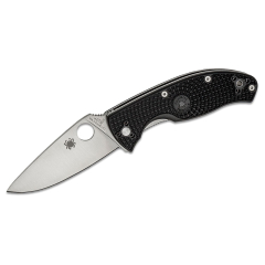 Spyderco STE-C122PBK Tenacious Hunting Knife mit 8,6 cm Klinge aus satiniertem 8Cr13MoV Stahl mit glatter Schneide und schwarzem FRN Griff. Mit beidseitigem Clip und Lanyard-Loch.