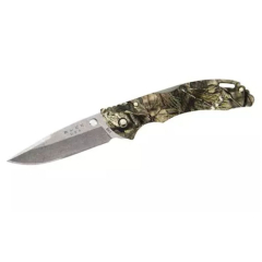 Buck Knives STE-0285CMS24 Coltello da caccia pieghevole Bantam Blw Camouflage con lama satinata in acciaio inox 420 Hc, 7,9 cm e manico in ETP testurizzato. Clip da cintura
