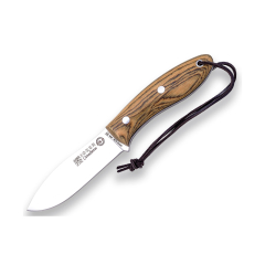 Couteau canadien Joker CB114 avec mango Embout buccal en bois et lame de 10,5 cm en acier Sandvik 14c28n, 160 grammes, comprend un étui en cuir + carte-cadeau multifonctionnelle.