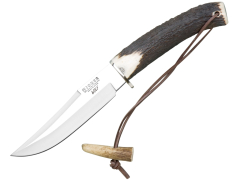 Couteau Mount Joker Modele Wolf avec poignée point de chevreuil, feuille de 14 cm, 205 grammes, avec cordon décoratif, CC72 + carte cadeau polyvalente