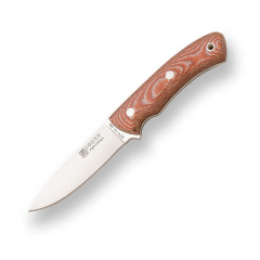 Cuchillo de supervivencia Joker PANTERA CD17, mango canvas micarta marrón, hoja de 9,5 cm, con funda de cuero, Herramienta de pesca, caza, camping y senderismo.