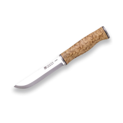 Faca de Caça e Equitação Joker "Sami" CL128, bainha de couro castanho, mango Bétula encaracolada, lâmina de 12,3 cm Sandvik 14C28N, Ferramenta de Pesca, Caça, Acampamento e Caminhada