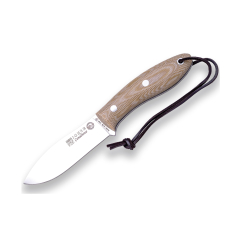 Cuchillo deportivo Bushcraft "Canadiense" Joker CM114-P, mango Micarta Canvas Marrón, hoja de 10,5 cm, funda piel marrón y pedernal, Herramienta de pesca, caza, camping y senderismo