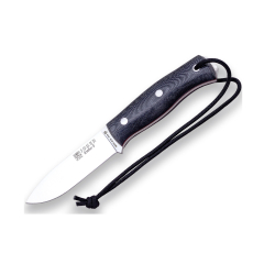 Sports Survival Knife Joker "Ember F" CM123, 10,5 cm Klinge, schwarze Lederscheide, mango micarta canvas, inklusive Parakord 550, Werkzeug für Fischerei, Jagd, Camping und Trekking