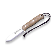 Survival Knife Joker "S Trapper" CM124-P, mango micarta beige, lama da 10 cm, con fodero in pelle e selce, Strumento per la pesca, la caccia, il campeggio e il trekking