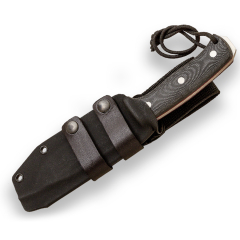 Couteau de Survival Joker "Nomad" CM125-K, manche micarta canvas Black, lame de 12,7 cms, étui de Kydex de couleur noir, Tool de pêche, chasse, camping et trekking