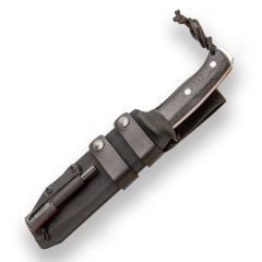 Cuchillo de Supervivencia Joker "Nomad 6.5" " CM137-F, mango micarta negro, hoja de 16,5 cms, funda Kydex, incluye pedernal, Herramienta de pesca, caza, camping y senderismo