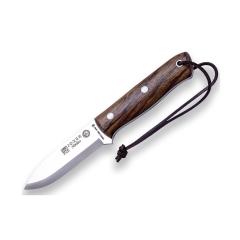 Cuchillo caza deportivo Joker "Nordico" CN119, mango de madera nogal, hoja de 10 cms, funda de cuero marrón, Herramienta de pesca, caza, camping y senderismo