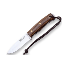 Couteau de brousse Joker "Ember F" CN123, mango noyer, étui en cuir, lame de 10,5 cm, comprend 2 mètres de paracord, outil de pêche, de chasse, de camping et de trekking