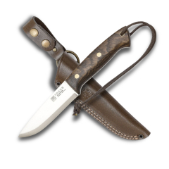 Faca de caça Ranger Joker CN143, cabo de nogueira, lâmina de 11 cm, bainha de couro castanho, Tool de pesca, caça, campismo e caminhadas