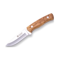 Joker couteau de chasse de mouton Barbary intègre étui en cuir avec 10 cm de lame Inox 420, poignées en bois d'olivier, 130 grammes CO60 + carte cadeau multi-usages