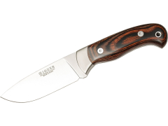 Couteau Joker, avec ferrule en acier inoxydable, poignées en bois rouge pressées et lame de 10,5 cm, 219 gr, étui en cuir, carte cadeau multifonction CR08 +