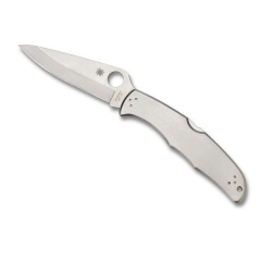 Spyderco STE-C10P Endura 4 Stainless Sports Knife con lama liscia in acciaio VG-10 lunga 9,6 cm e manico in acciaio inossidabile. Clip multiposizione in acciaio inox rimovibile