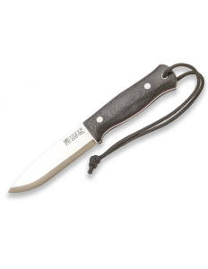 Faca de mato Joker CM138 Bushlord 11,5 cm - Sleipner Steel - Scandi Drop Point Edge - Black Canvas Micarta Handle - Full Tang - com bainha deCouro para sobrevivência e aventuras ao ar livre