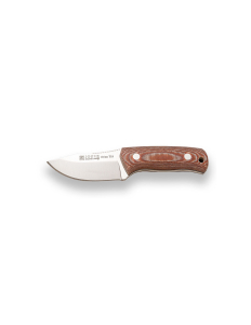 Cuchillo de supervivencia deportivo Joker "Erizo" TS1 CD81, mango canvas micarta marrón, hoja de 7,5 cm, con funda de cuero, incluye paracord 550, Herramienta de pesca, caza, camping y senderismo.