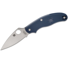 Spyderco STE-C94PDBL Couteau de poche UK Canif de 8,6 cm de long en acier CPM S110V lame lisse satinée avec manche FRN bleu foncé. Clip de poche multi-positions