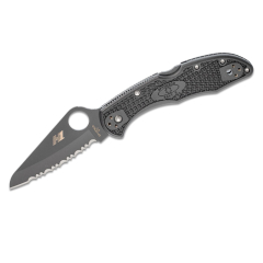 Spyderco STE-C88SBBK2 Sal 2 Faca dobrável SpyderEdge lâmina preta acabamento acetinado, aço H1 ultra resistente à corrosão, 7,6 cm, cabo FRN preto Clipe de bolso em titânio 4 posições