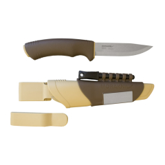 Morakniv STE-13033 Bushcraft Survival Survival Desert knife blade de stainless steel Sandvik 12C27 de 11 cm with ferrocerium hand de rubber in brown colour and sharpener de diamond. Inclui bainha em plástico de cor preta/desértica, em embalagem blister 