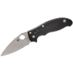 Couteau pliant Spyderco STE-C101GP2 Manix 2 avec lame lisse en acier CPM S30V de 8,6 cm de long et manche en G10 noir. Comprend un clip de poche réversible