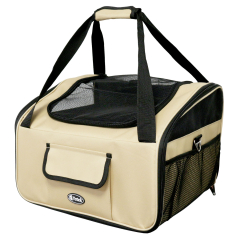 Transportín plegable de mascotas de hasta 9 Kg Yatek para asiento de coche, tamaño 41 x 35 x 26 cm, material oxford 600D de alta resistencia, color beige
