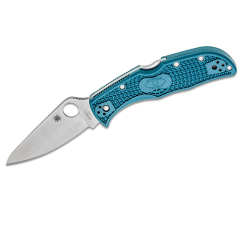 Spyderco STE- C243FPK390 Endela Klappmesser 8,7 cm K390 Microclean Steel glatte Klinge mit satiniertem Finish und FRN Griff in blauer Farbe. Inklusive beidhändigem Taschenclip