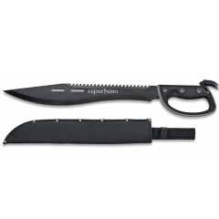 Machete Cortacañas iFIELD Basic modelo ESPARTANO EL29004, hoja negra de 45 cm, mango de goma, largo total 62 cm, con funda de nylon, herramienta de camping para pesca, caza, actividad deportiva