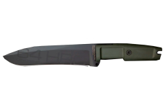 DOBERMANN IV S600, coltello multiuso per la caccia, la sopravvivenza e l'uso militare, lama in acciaio Böhler S600 con finitura EXP DARK e impugnatura in Forprene verde