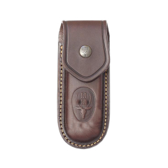 Custodia in pelle Muela F/15 in marrone, adatta per rasoi modello 15-M, dimensioni 145 x 62 mm