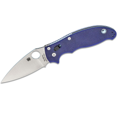 Couteau pliant Spyderco STE-C101GPDBL2 Manix 2 Lame lisse satinée en acier CPM-S110V de 8,6 cm de long avec manche en G-10 de couleur Bleu/Violet. Comprend un clip ambidextre