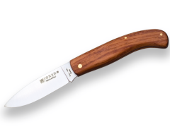 Navaja de pistón Joker NB78 con cachas de bubinga, hoja acero inox de 8 cm, herramienta de pesca, caza, camping y senderismo