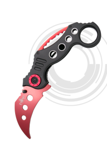 Taschenmesser de Training Third K4104 Modell de praktisch (stumpf), Griff de Aluminium in schwarzer Farbe, Klinge de Stahl 420 de 8,2 cm anodisiert in roter Farbe stumpf. Mit Clip. Ref. K4104