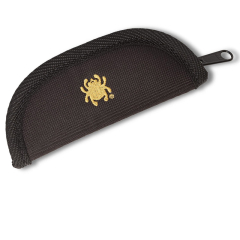 Spyderco STE-C18NC Kleine Nylonscheide de für Taschenmesser de bis zu 11,4cm gefaltet mit Reißverschluss und gepolstert de in schwarz mit Spyderco Logo in Goldfarbe