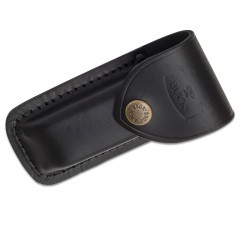 Buck Knives STE-0112-05-BK Funda de cuero genuino de color negro para Navaja Modelo Folding 112 Ranger para el cinturón con logo de Buck