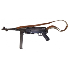 Réplica metralhadora MP40, 9 milímetros, projetado por Heinrich Vollmer Erma na Alemanha na segunda guerra mundial Mundial 1940, com couro, com cano cego strap, não atire, para a decoração