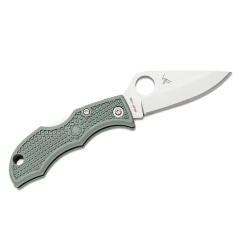 Spyderco STE-LFGP3 Couteau porte-clés Ladybug 3 Foliage Green de lame lisse en acier VG-10 et finition satinée de 4,9 cm de de long et manche FRN de couleur vert feuillage. Comprend un trou pour porte-clés