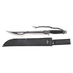 Machete corta cañas Third H0063BK hoja de acero 420 de 47 cm, mango de cuerda trenzada negra y funda de nylon