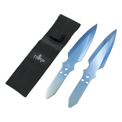 Satz mit 2 Wurfmessern Third 23,1 cm Stahl 420 hellblau titanbeschichtet, mit Nylonscheide, H0069A