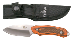 Cuchillo Third H0203, hoja de acero 420 satinado de 8.3 cm, mango de pakkawood, incluye funda de nylon negra, ideal para uso táctico y outdoor
